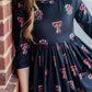 Texas Tech Black Raider Red 3/4 Sleeve Pocket Twirl Dress