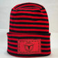 Texas Beanie, H Stitch Cuffed Beanie, Black and Red RoRo