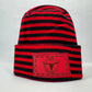 Texas Beanie, H Stitch Cuffed Beanie, Black and Red RoRo