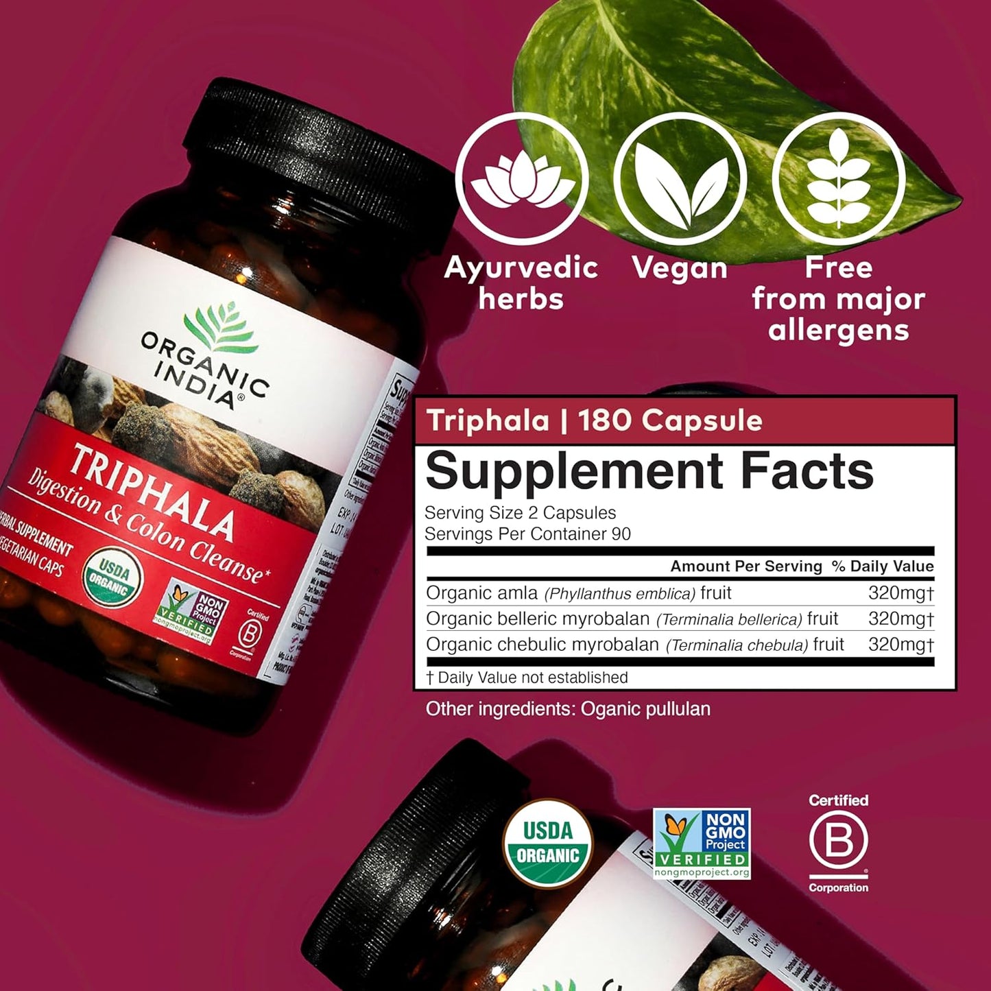 Organic India Triphala Supplement, 90 Vcaps