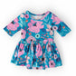 Twirling in Teal 3/4 Sleeve Twirl Bodysuit