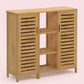 Bamboo 4 Tier Floor Cabinet with Doors, Freestanding Storage