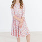 Springtime Bunnies 3/4 Sleeve Pocket Twirl Dress