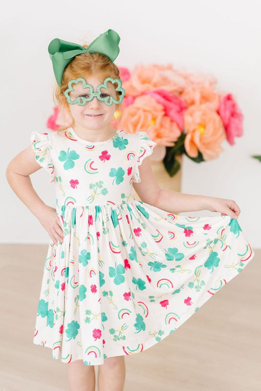 SALE Top of the Mornin' Flutter Sleeve Twirl Dress