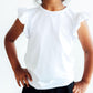 White S/S Ruffle Tee