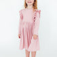 Vintage Pink L/S Ruffle Twirl Dress