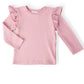 Vintage Pink L/S Ruffle Tee