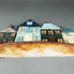 Vintage Cast Iron Door Stopper Shaped like Row of Houses