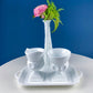 Vintage Fenton Milk Glass Sugar Bowl & Creamer on Matching Tray. White Thumb Print Serving Dishes. Collectible Glass. Dining Room Servware.
