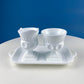 Vintage Fenton Milk Glass Sugar Bowl & Creamer on Matching Tray. White Thumb Print Serving Dishes. Collectible Glass. Dining Room Servware.