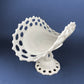 Banana Bowl. Westmoreland Vintage Milk Glass Pedestal Bowl. Reticulated Edge and Doric Stand. Table Centerpiece.
