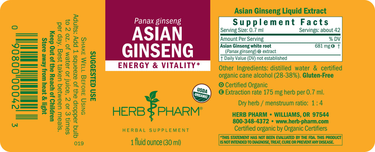 Herb Pharm Chinese Ginseng Tincture, 1 Fl Oz