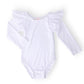 White L/S Flutter Sleeve Leotard