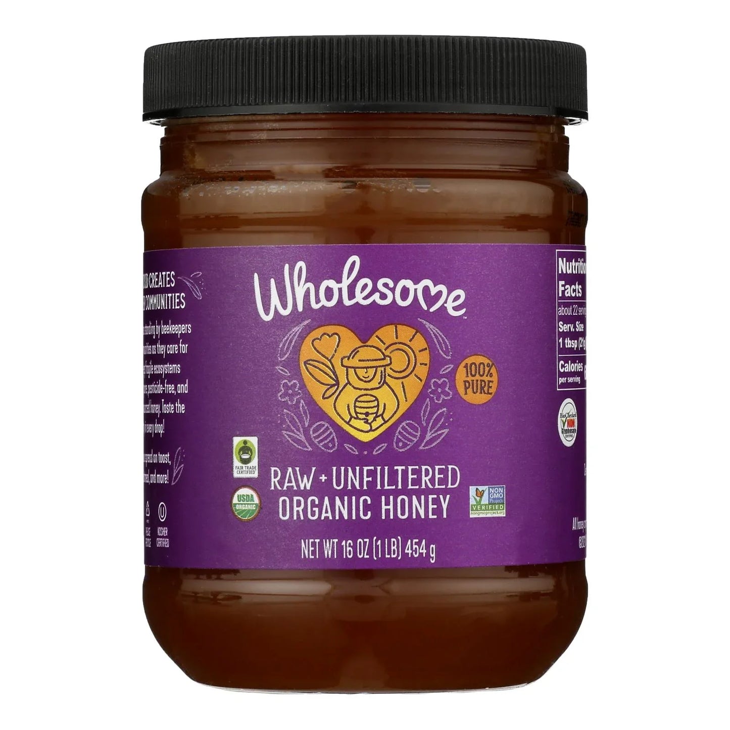 Wholesome Organic Raw Honey, 16 Oz., Case of 6 – Unfiltered, Unpasteurized, USDA Certified, Non-GMO