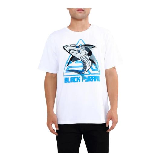 Black Pyramid Cyber Shark Men’s T-Shirt – White/Blue