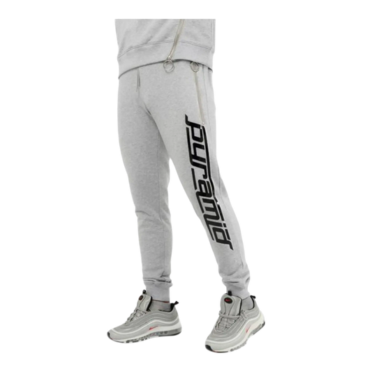 Black Pyramid Slant Zipper Men’s Jogger Pants – Heather Grey