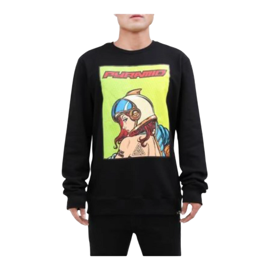 Black Pyramid Slant Zip Men’s Hoodie – Black