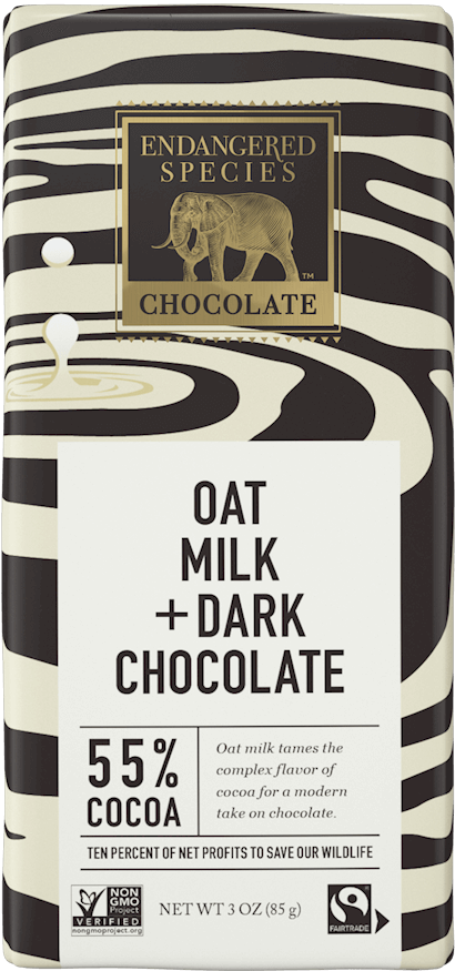 Bars  Endangered Species Chocolate - Dark Chocolate Oat Milk 55% Cacao (Pack of 12 3oz Bars)