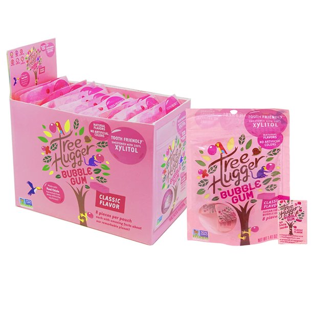 Tree Hugger - Classic Bublgm Flavored 100% Pure Xylitol (Pack of 12 1.41 oz Pouches)