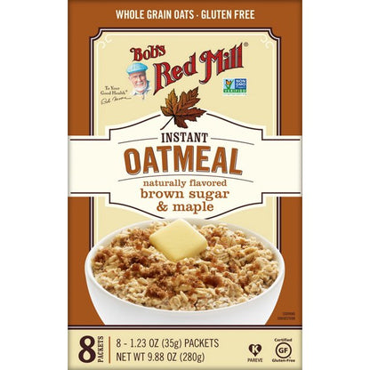 Bob's Red Mill Gluten-Free Instant Oatmeal | Maple & Brown Sugar Flavor | Pack of 4 | 9.88 Oz