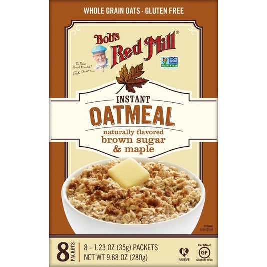 Bob's Red Mill Gluten-Free Instant Oatmeal | Maple & Brown Sugar Flavor | Pack of 4 | 9.88 Oz