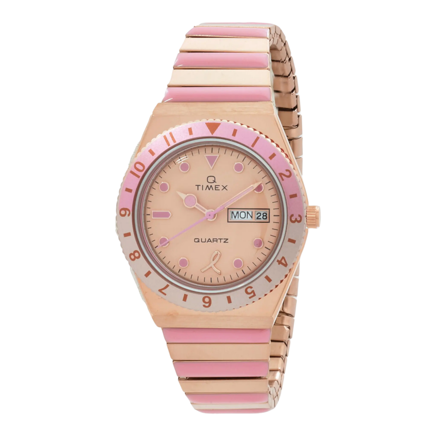 Timex Q x BCRF 36mm Women Watch Rose-Gold-Tone/Two-Tone/Pink