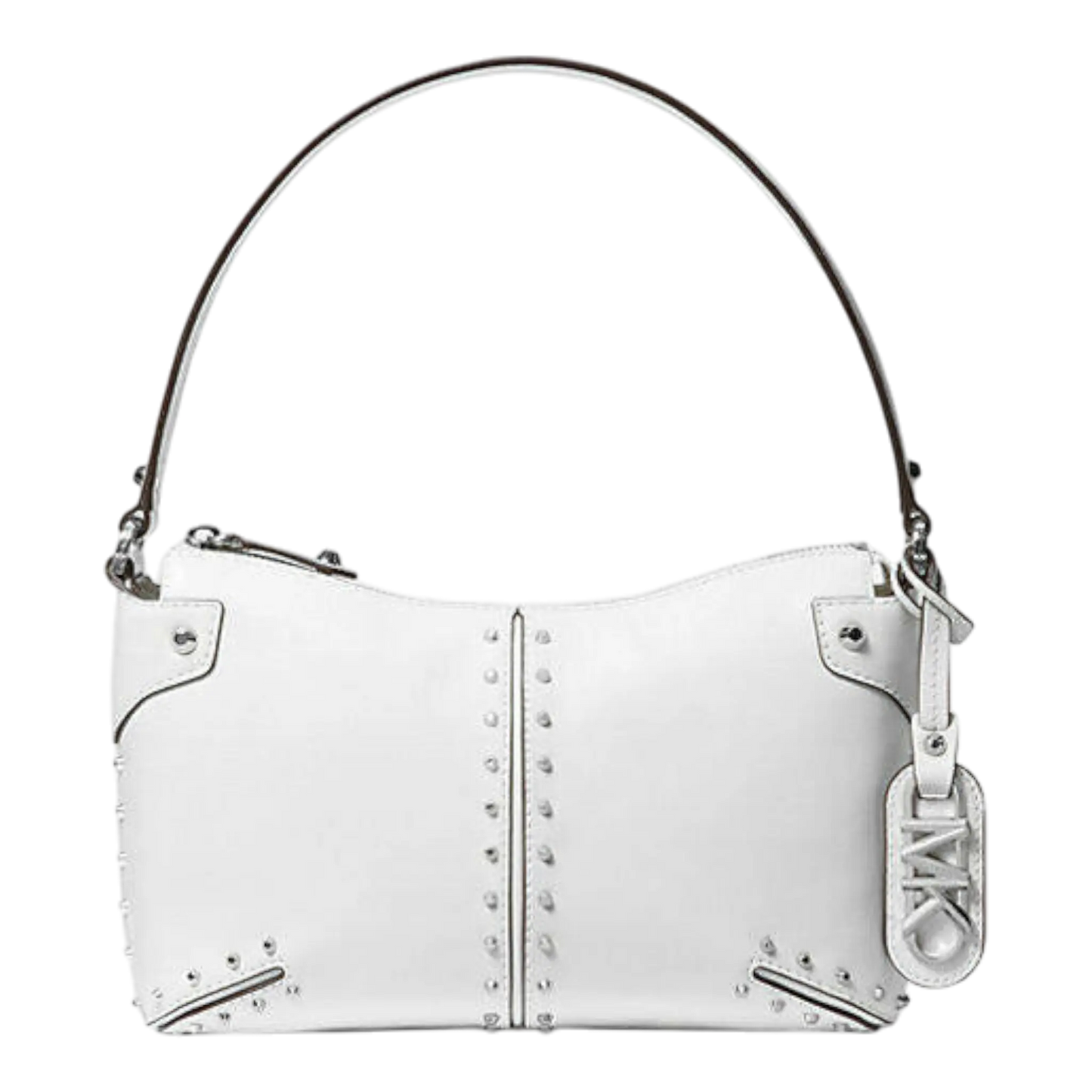 Michael Kors Astor Women Large Studded Leather Shoulder Bag White