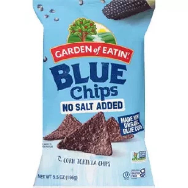 Garden of Eatin' Blue Corn No Salt Chips (Case of 12, 5.5 Oz. Each)