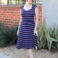 Amelia Dress in Navy Stripes - XS only