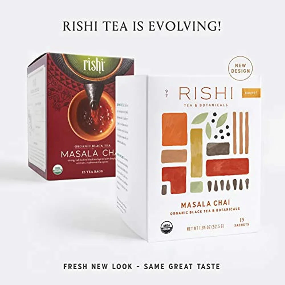 Rishi Organic Masala Chai Tea, 15 Tea Bags (Pack of 6)