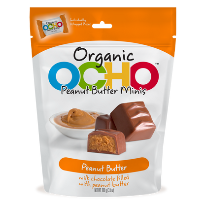 Ocho Candy Peanut Butter Mini Pouch, 3.5 Oz - Case of 12