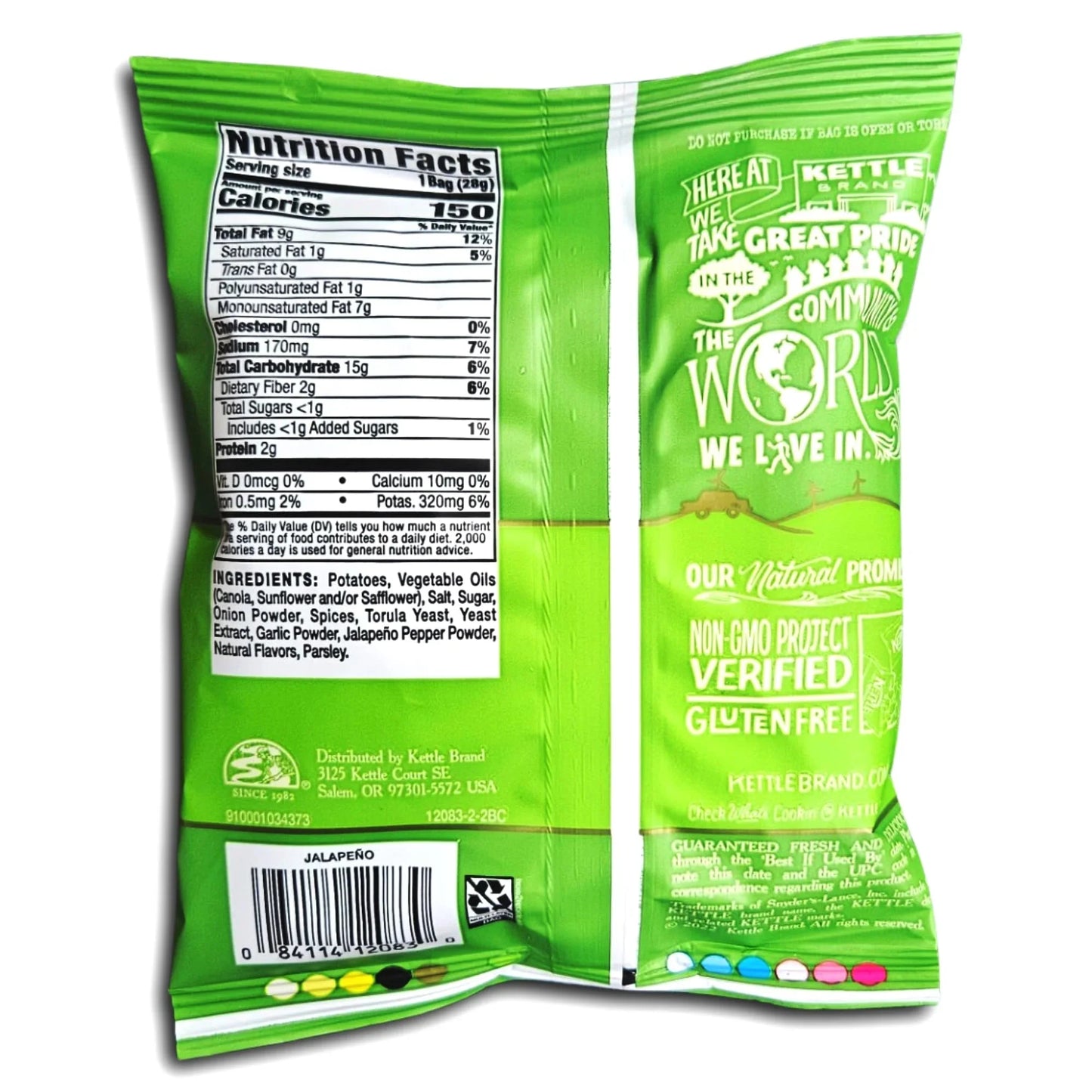 Kettle Brand Jalapeño Potato Chips, 24 x 1.5 oz — Kettle-Cooked, No Artificial Flavors