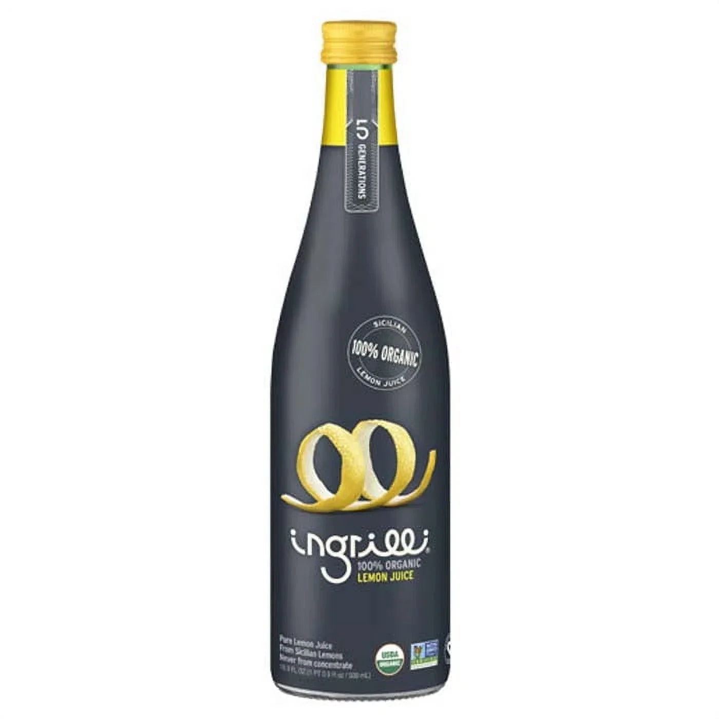 Ingrilli - Organic Lemon Juice, 16 fl oz (Pack of 12) - Italian Gluten-Free