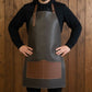 Black Leather Apron with Adjustable Straps and Pockets