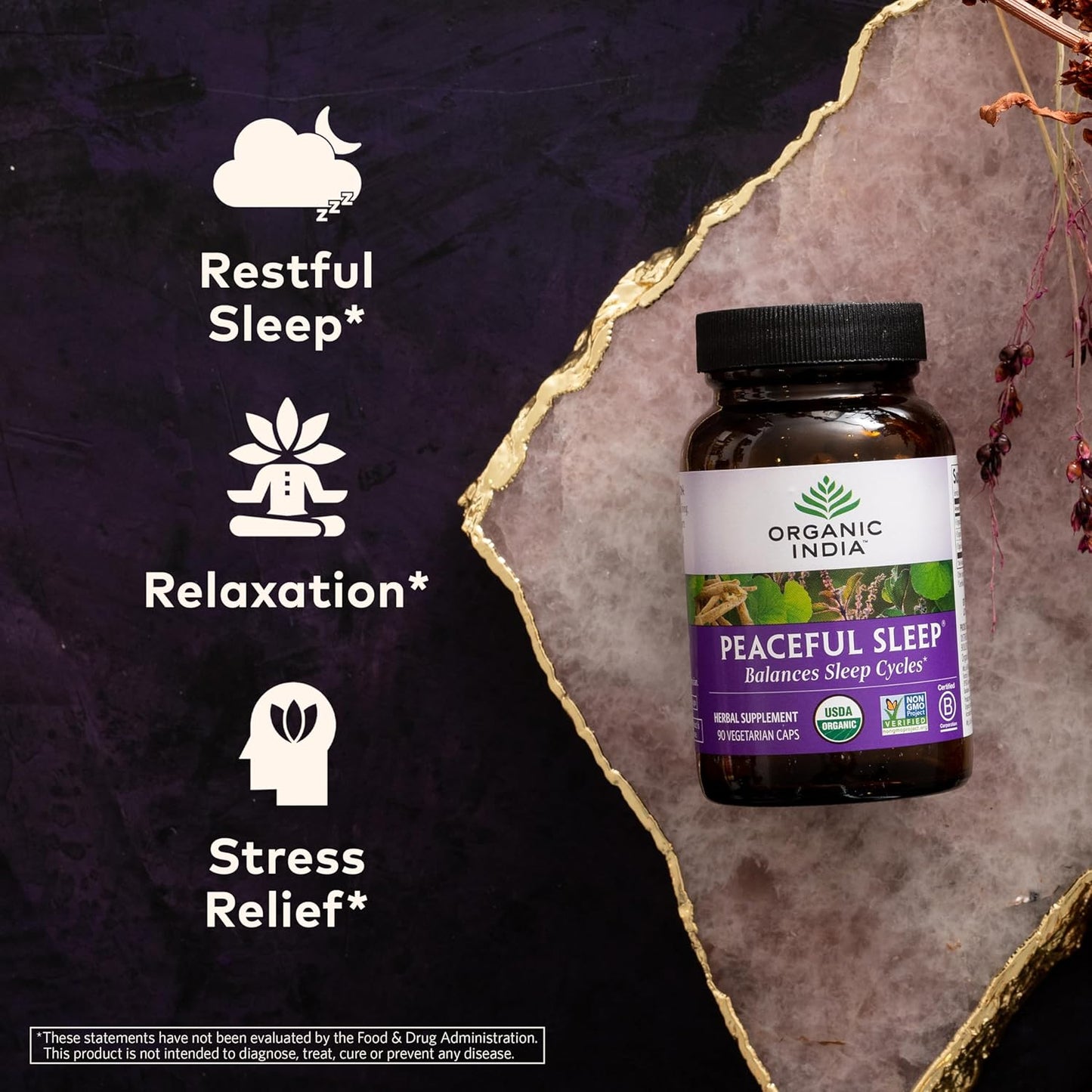 Organic India Peaceful Sleep Supplement, 90 Capsules