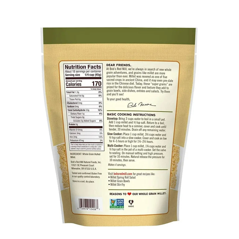 Bob's Red Mill Gluten-Free Millet, 28 oz., Pack of 4