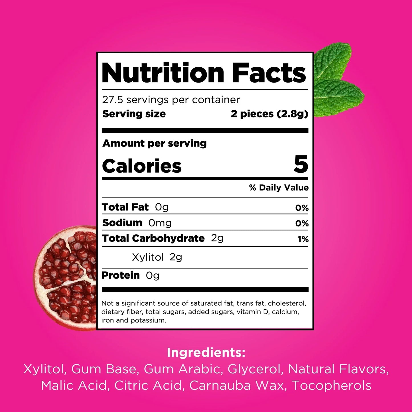 PUR Gum Pomegranate Mint, Sugar-Free, 2.72 oz, Pack of 12