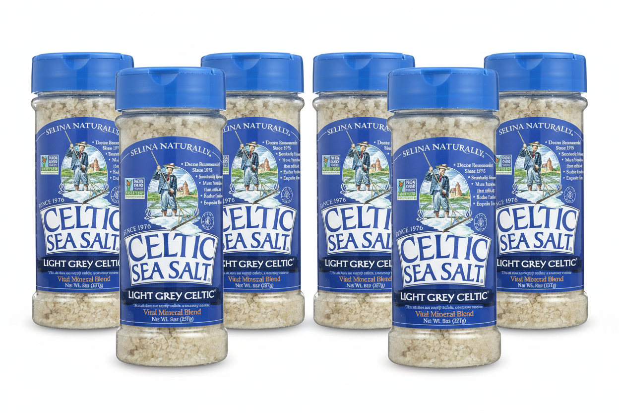 Celtic Sea Salt Light Grey - Mineral-Rich Gourmet Sea Salt, 8 oz (Pack of 6)