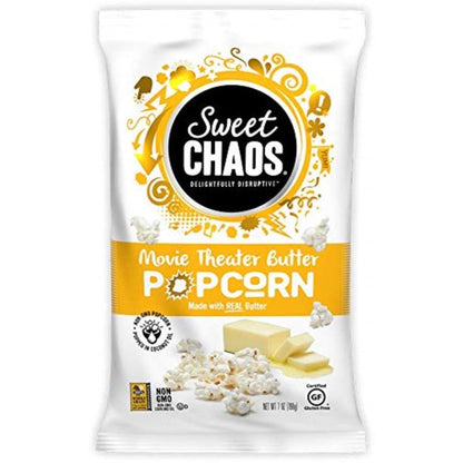 Sweet Chaos PCRN Butter Movie Theater Popcorn, Pack of 8 - 7 Oz Bags