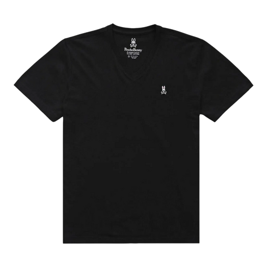 Psycho Bunny Classic V-Neck Men Big and Tall Tee Shirt Black