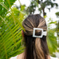 Coconut White Medium Flat Square Hair Clip