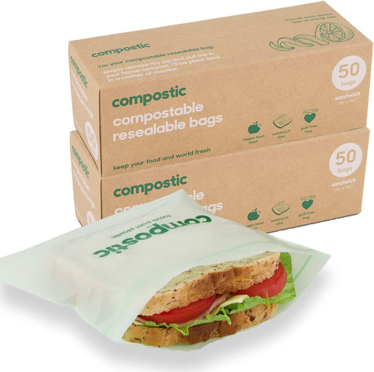 Compostic Resealable Bags - Sandwich - 20 x 12 Pack