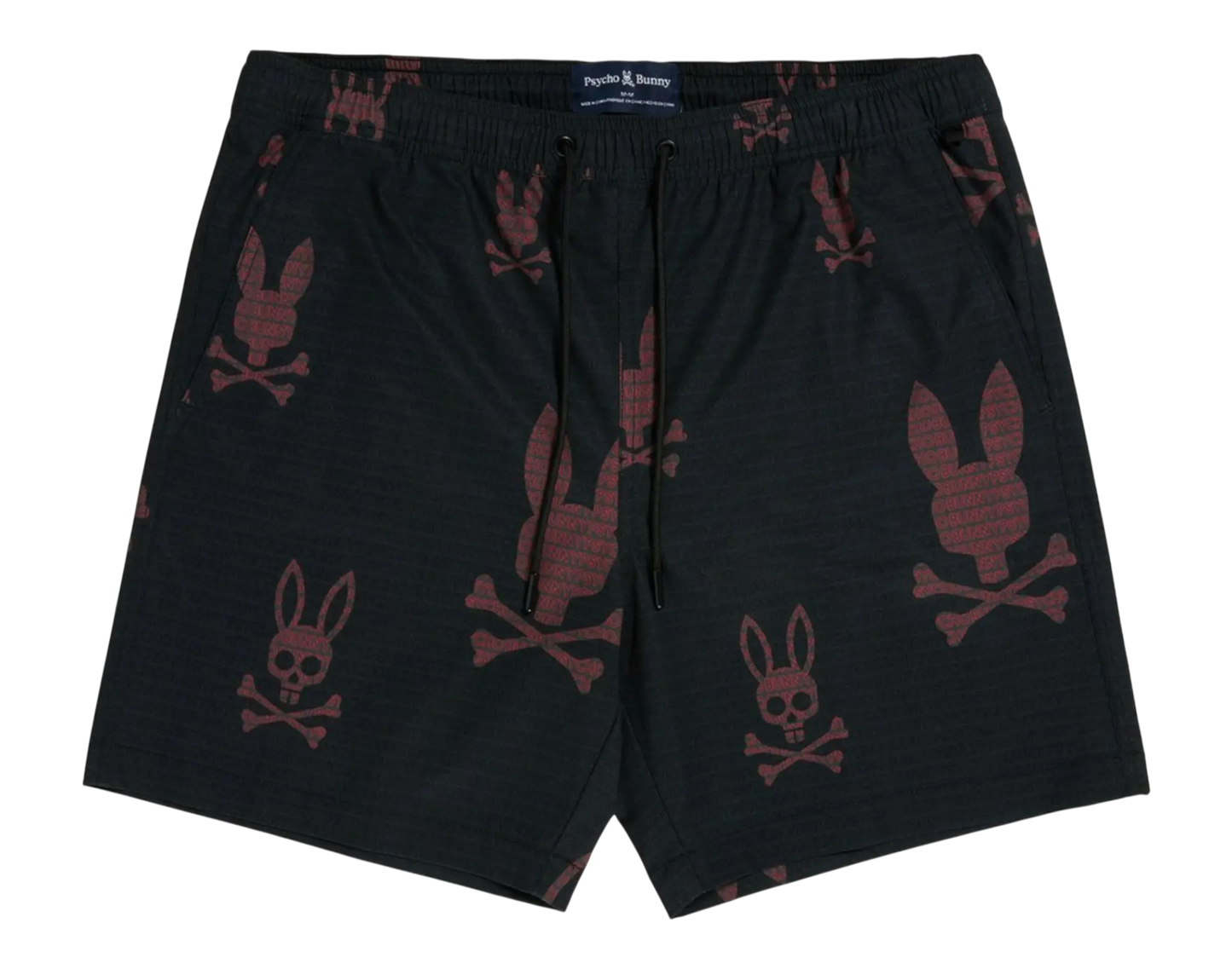 Psycho Bunny Harvey All Over Print Men Swim Trunks Black/Pink