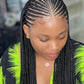 36" Cornrow & Knotless Box Braids Wig | Tribal Braids | Full Lace Front | Faux Locs Accents