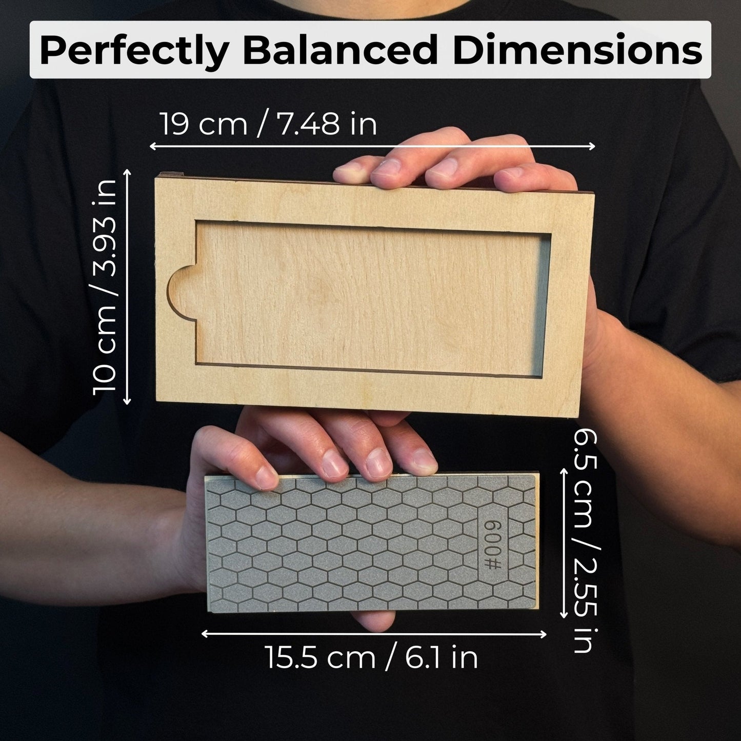 Diamond Sharpening Stone with Wooden Stand – 600 Grit for Knives & Tools