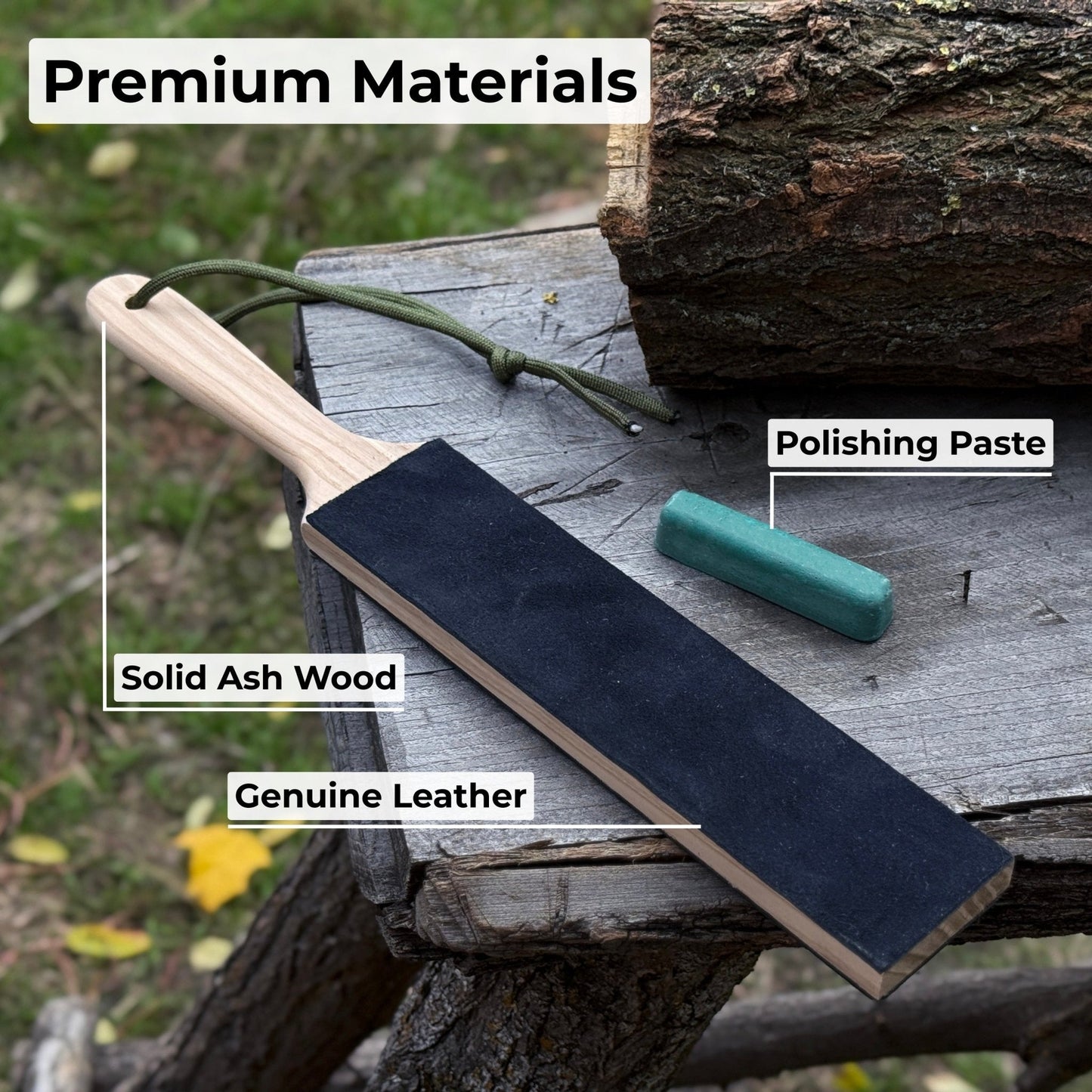 Double-Sided Leather Sharpening Strop with Polishing Paste