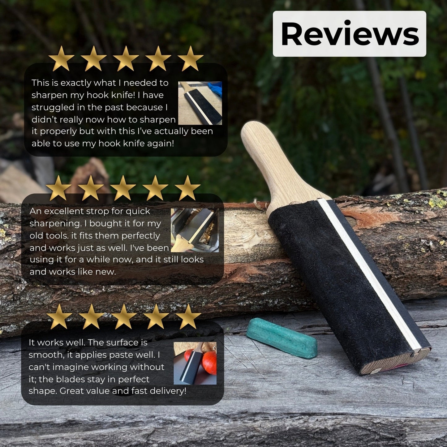 Dual-Sided Leather Paddle Strop For Hook Knives & Gouges