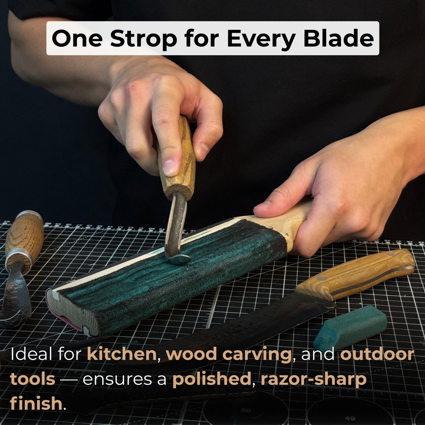 Dual-Sided Leather Paddle Strop For Hook Knives & Gouges