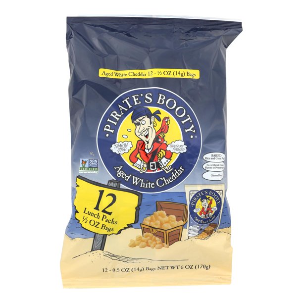 Pirate's Booty Non-GMO White Cheddar Cheese, 12.5oz Bags (Case of 12)