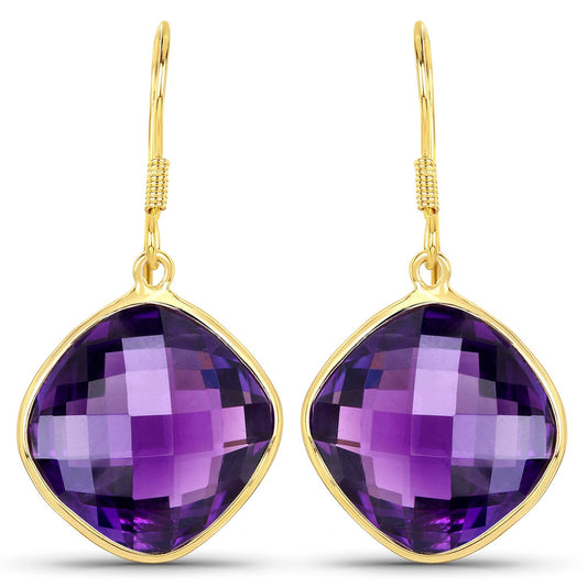 24.60 Carat Genuine Amethyst .925 Sterling Silver Earrings